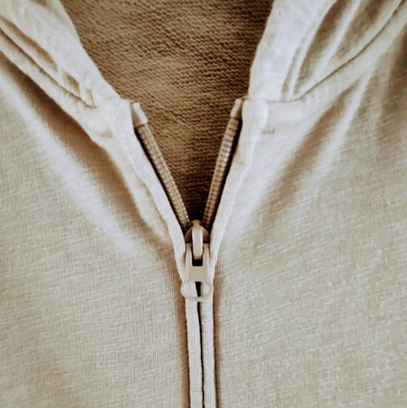 LARGE FULL ZIP TAN HOODED SWEATSHIRT BEACH COVERUP - Picture 3 of 8
